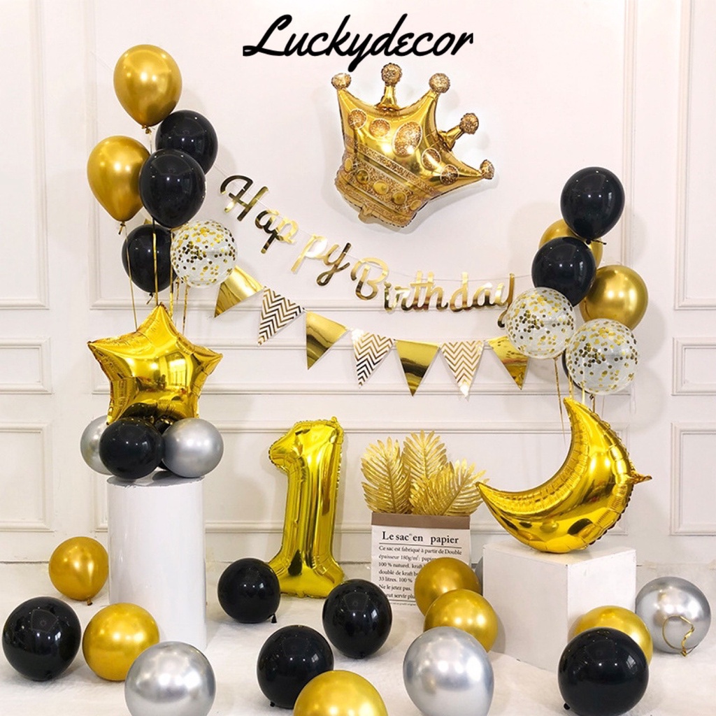 Combo Bóng Bay Trang Trí Sinh Nhật Tự Làm M900 Tông Vàng Chanh Xả