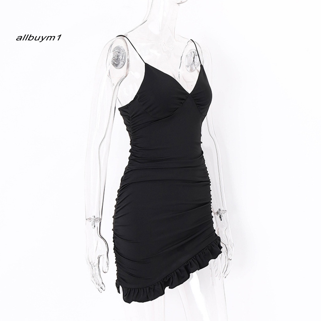 Đầm Xếp Ly Hở Lưng Màu Đen Thích Hợp Cho Các Buổi Tiệc