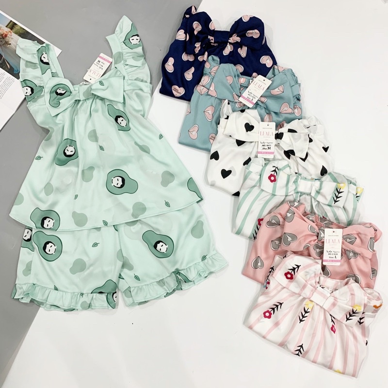 Đồ Ngủ Pijama Lụa Satin, Lụa Satin Hai Dây Quần Ngắn Siêu Xinh, Tiểu Thư Mềm Mịn, Độc Lạ Khó Tìm, Sang Chảnh Hàn Quốc