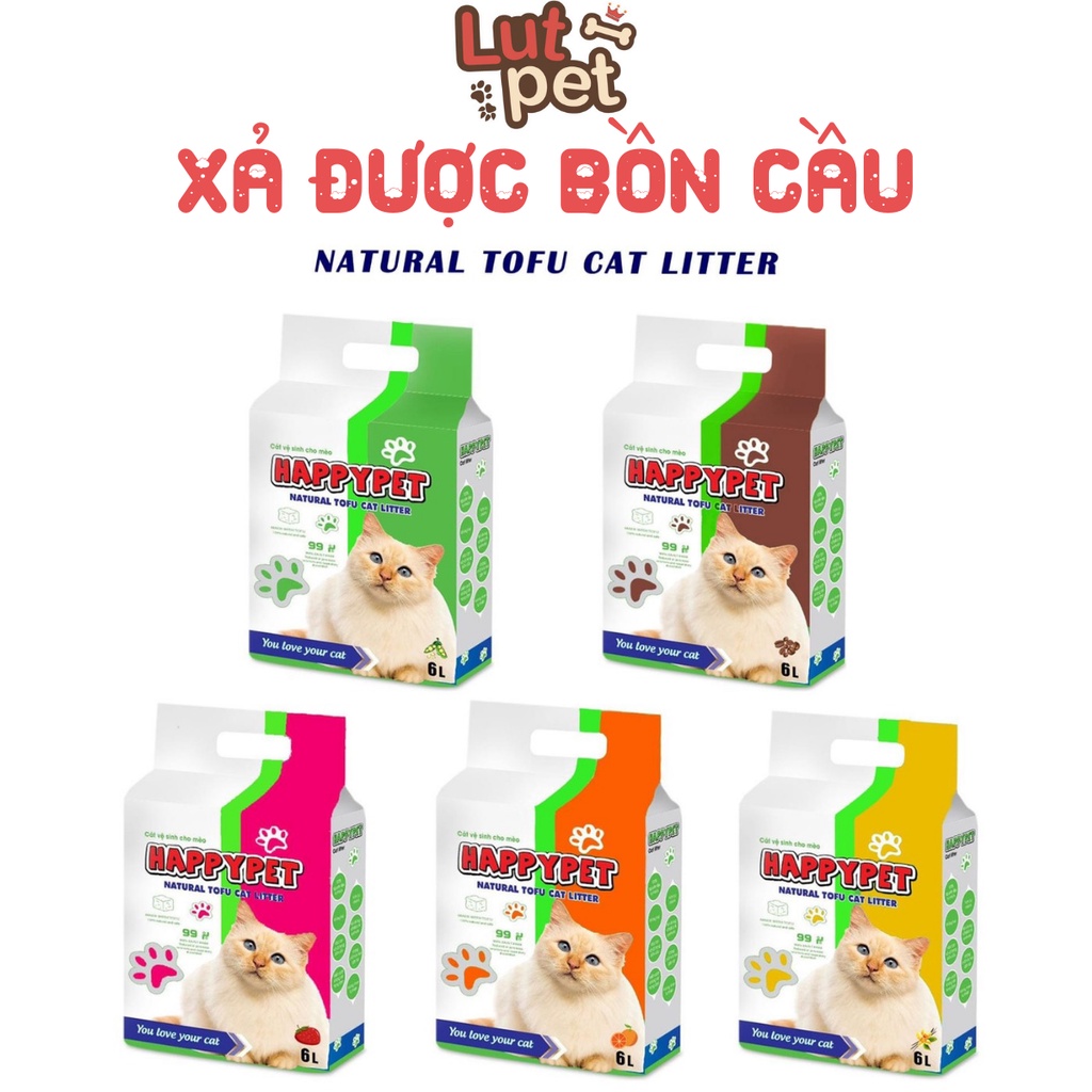 Cát vệ sinh cho mèo TOFU xả được bồn cầu - catlliter cát đậu nành hữu cơ tự nhiên không bụi khử mùi - Happypet - lutpet