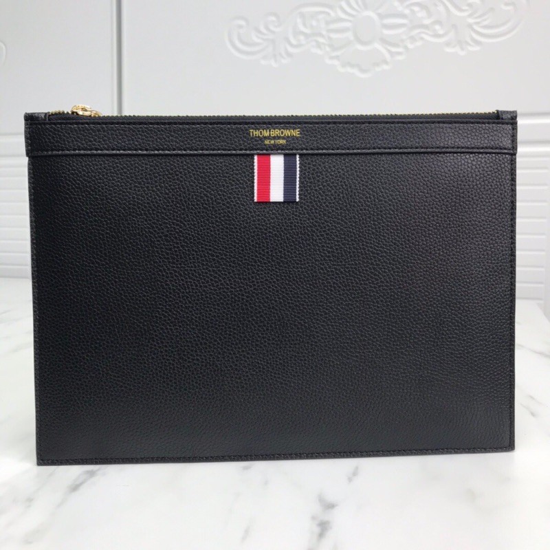 Clutch cầm tay nam nữ màu trơn da thật cao cấp Thom Browne