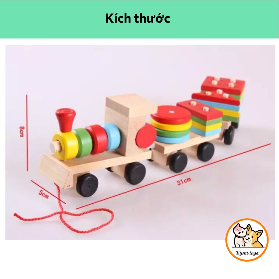 Đồ chơi tàu hỏa thả gỗ cho bé thông minh Kumi toys
