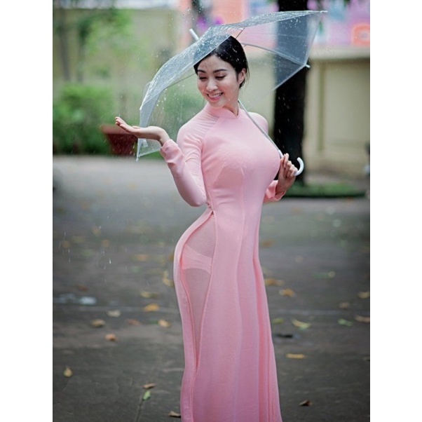 Áo dài xuyên thấu tà A