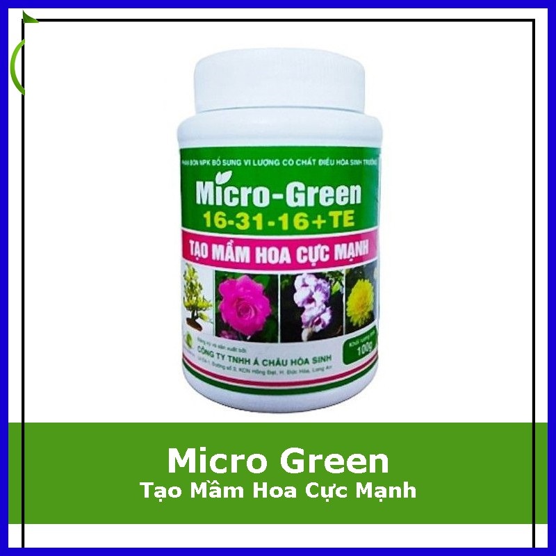 Phân bón Micro Green 16-31-16 hủ 100gram giúp tạo mầm hoa cực mạnh - kích thích ra hoa đồng loạt MICROGREEN