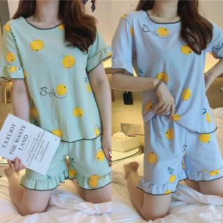 Bộ Đồ Ngủ Pijama Ngắn Tay In Họa Tiết Trái Cây 19 Món Cho Nữ