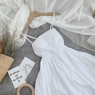 Đầm 2d trắng đan lưng H3290 (+hình thật)