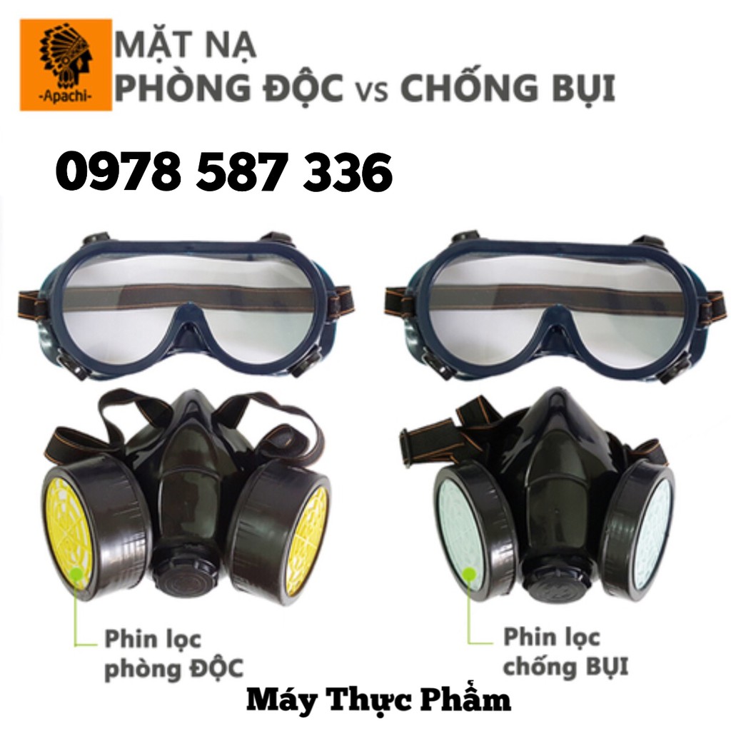 Mặt nạ phòng độc, chống độc, phun sơn 2 Pin lọc + Kính