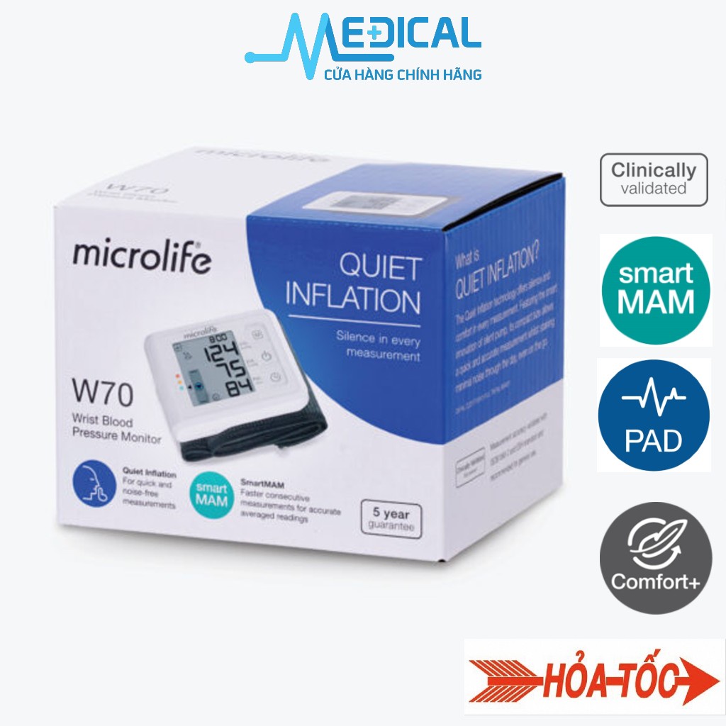 Máy đo huyết áp cổ tay Microlife W70 đo huyết áp và nhịp tim hoàn toàn tự động - MEDICAL