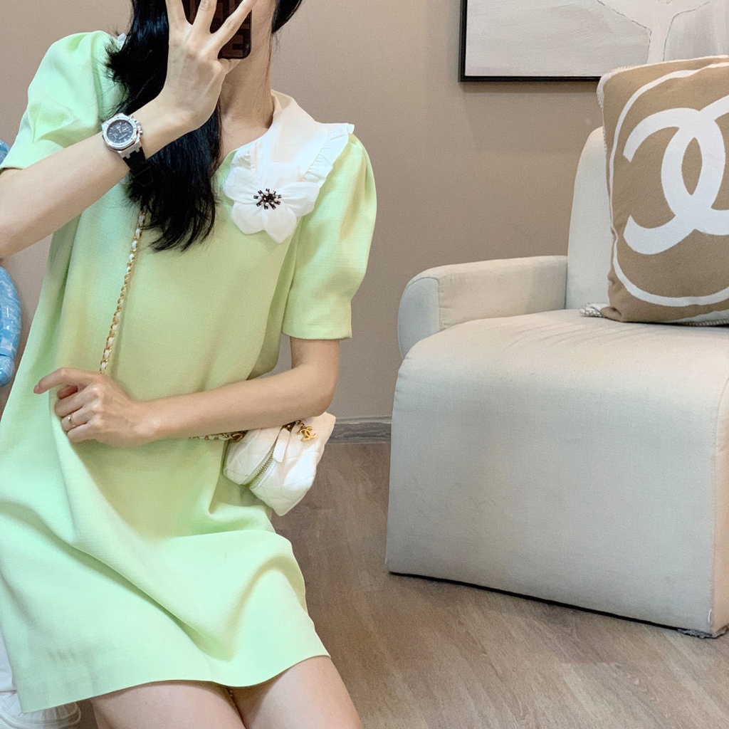 Đầm Dệt Kim Vải Lụa Lạnh Dáng Rộng Thiết Kế Ngọt Ngào Cho Nữ  tao bao