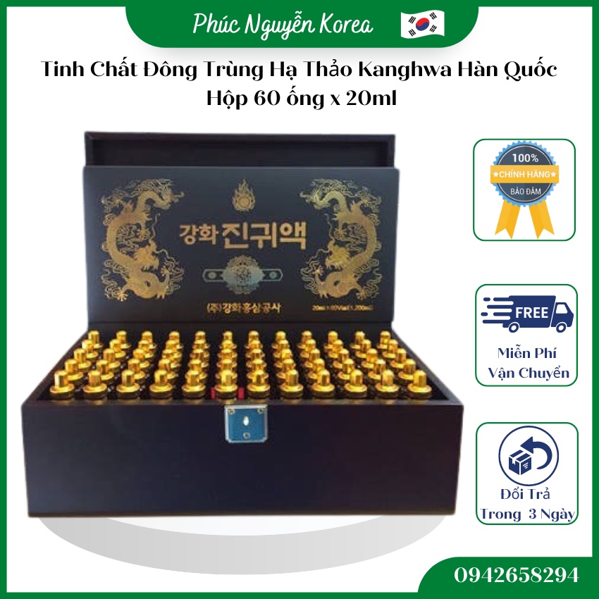 Tinh Chất Đông Trùng Hạ Thảo Kanghwa Hàn Quốc, Hộp 60 ống