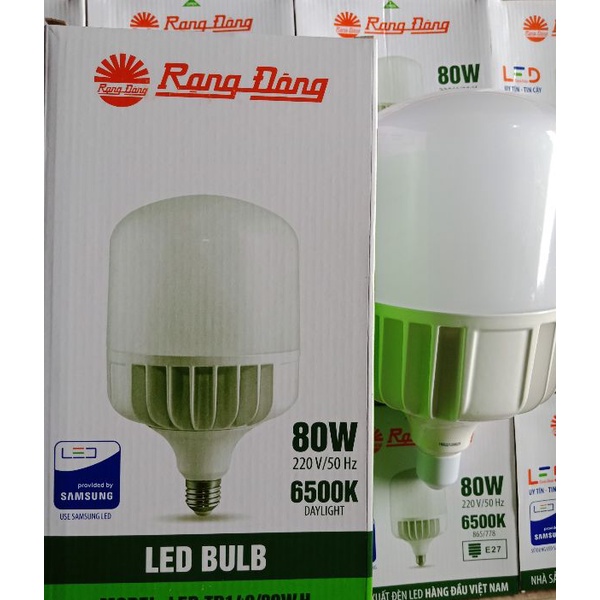 Bóng đèn trụ nhôm đúc 80W Rạng Đông - TR135NĐ1/80W.H - Á/S trắng