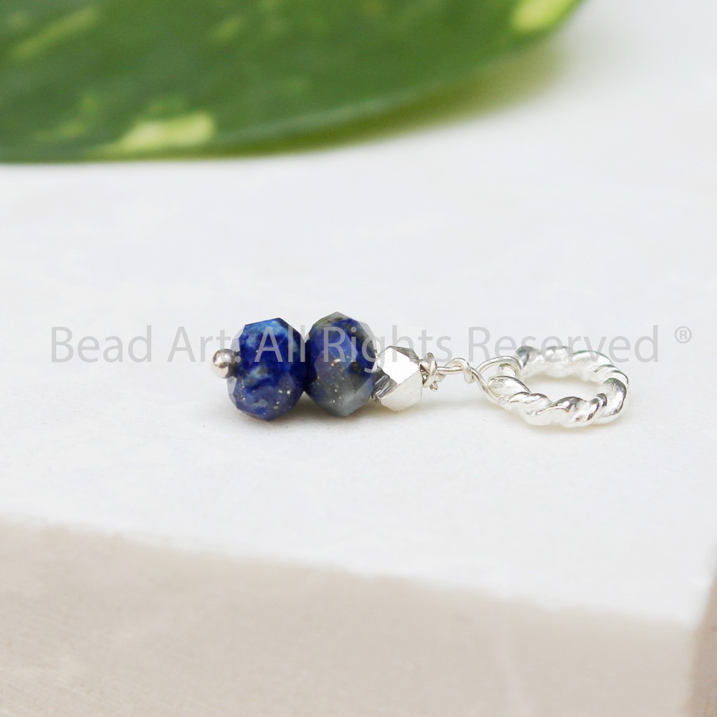 Mặt Dây Chuyền Lapis Lazuli Thiên Nhiên Màu Xanh Dương Và Bạc 925 Size Mini (Nhỏ) 15x3.5mm, Trang Sức Phong Thuỷ S48