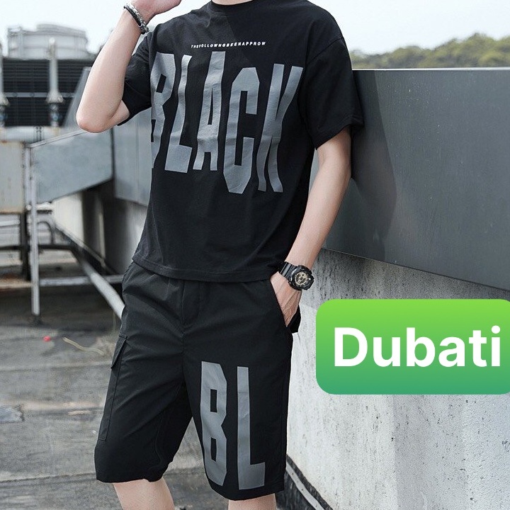 ĐỒ BỘ CHỮ BLACK, SET ĐỒ BỘ,ĐỒ BỘ NAM, ĐỒ BỘ TẬP GYM MANG Ở NHÀ, ĐI CHƠI CAO CẤP- DUBATI FASHION