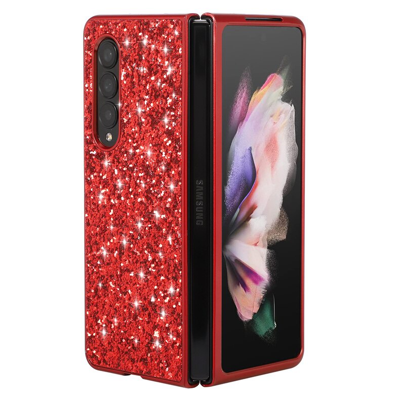 Bao Da Điện Thoại pc Cứng Trang Trí Kim Tuyến Cho samsung galaxy z flod 3 fold4 5g z fold 5 4 Ốp