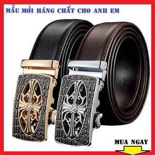 Thắt lưng da nam thời trang mặt khóa tự động Dây thắt lưng khóa đúc nguyên khối họa tiết đẹp sang trọng lịch sự