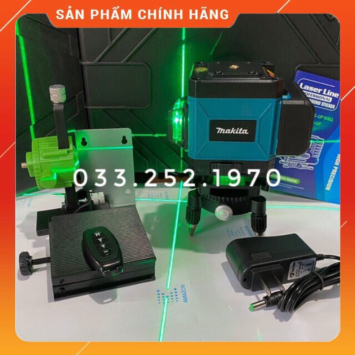 Máy cân bằng laser 12 tia xanh Makita có điều khiển từ xa, tặng pin to