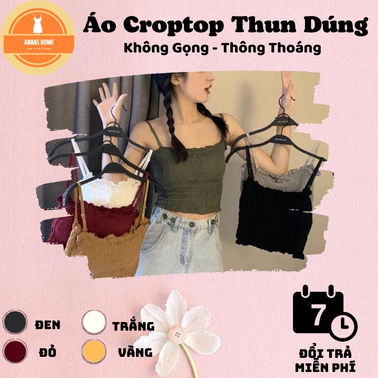 Áo Croptop, Áo Kiểu Bra Vải Nhún 2 Dây Pha Cotton