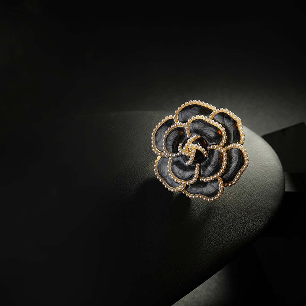 Ghim Cài Áo Hình Hoa Trà Đính Ngọc Trai Giả Thời Trang