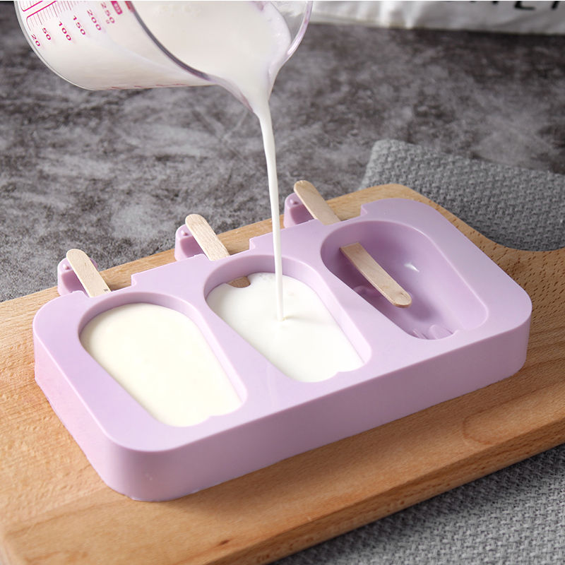 【Gửi Thanh Gỗ Nắp】Ốp Lưng Silicon Popsicle Khuôn Thực Phẩm Kem Khuôn Sáng Tạo Làm Đá Khuôn Popsicle Sorbet Popsicle Khuôn Nhà Sản Xuất Phim Hoạt Hình Mô Hình Băng