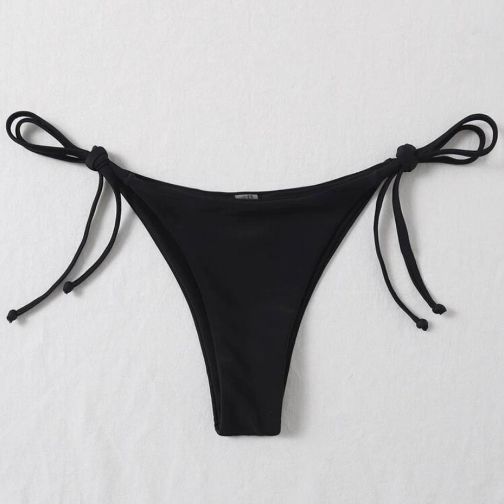 Quần bơi nữ quần bikini dây mảnh màu đen cotton bóng co giãn QB001 | BigBuy360 - bigbuy360.vn
