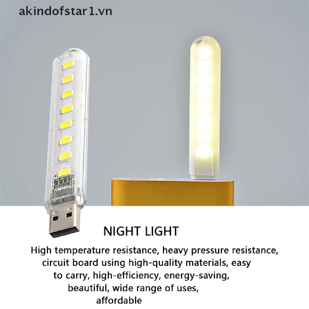 Đèn led cổng usb mini đọc sách 8 bóng DC5V siêu sáng