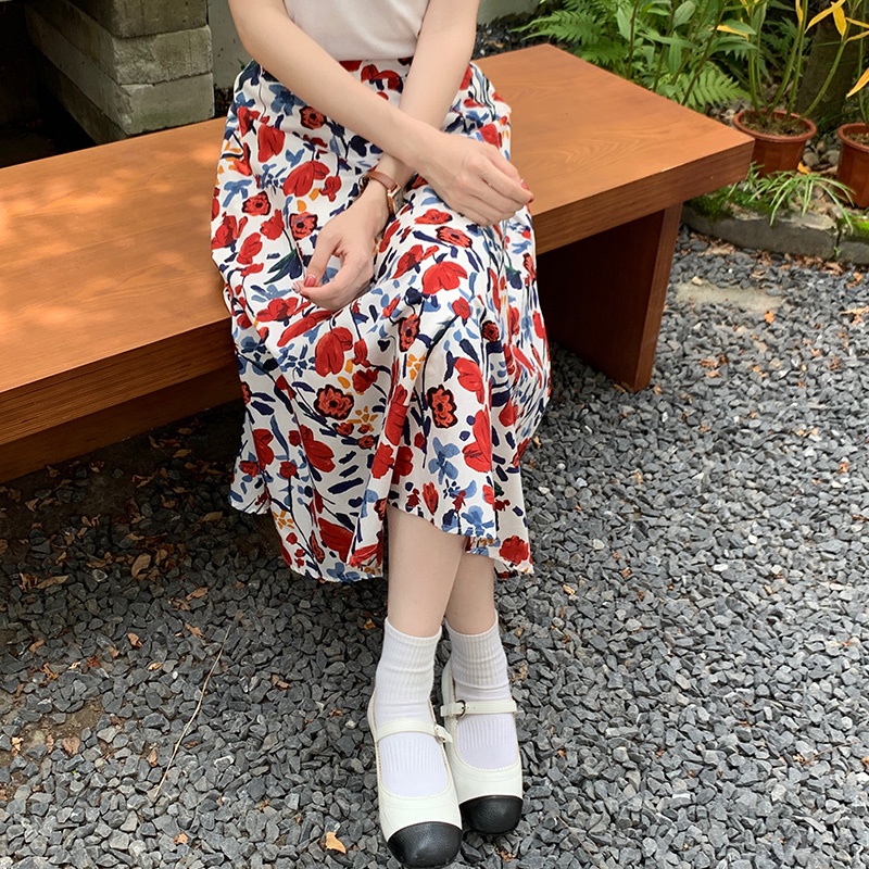 SUXI Chân Váy Chữ A Họa Tiết Hoa Thời Trang