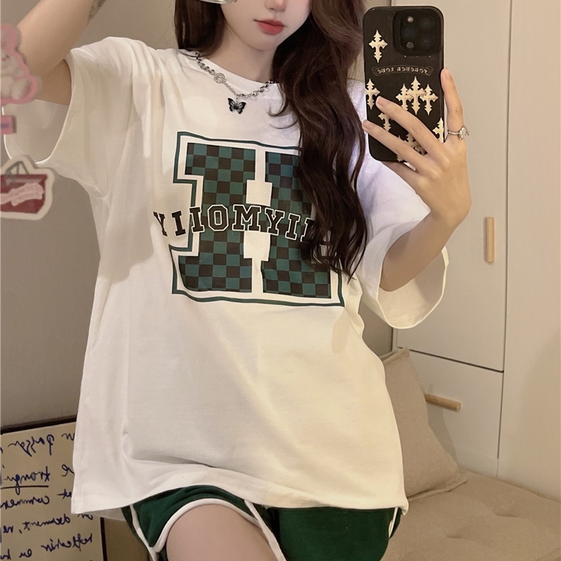 SUXI Áo Thun Tay Ngắn Dáng Rộng In Chữ Thiết Kế Đơn Giản Thời Trang Mùa Hè Cho Nữ
