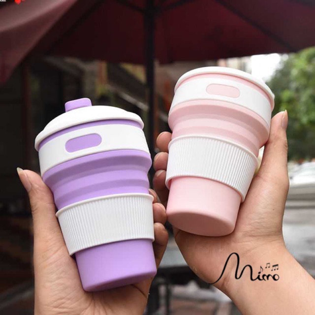 Cốc gấp gọn silicon chịu nhiệt 200 độ có nắp dung tích 350ml sẵn hàng 6 màu dễ dàng mang đi du lịch, dã ngoại | BigBuy360 - bigbuy360.vn