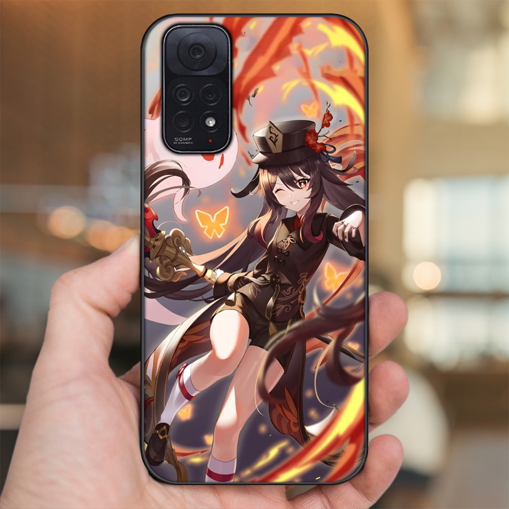 Ốp lưng Xiaomi Redmi Note 11, Note 11s viền đen in hình Hutao Genshin Impact