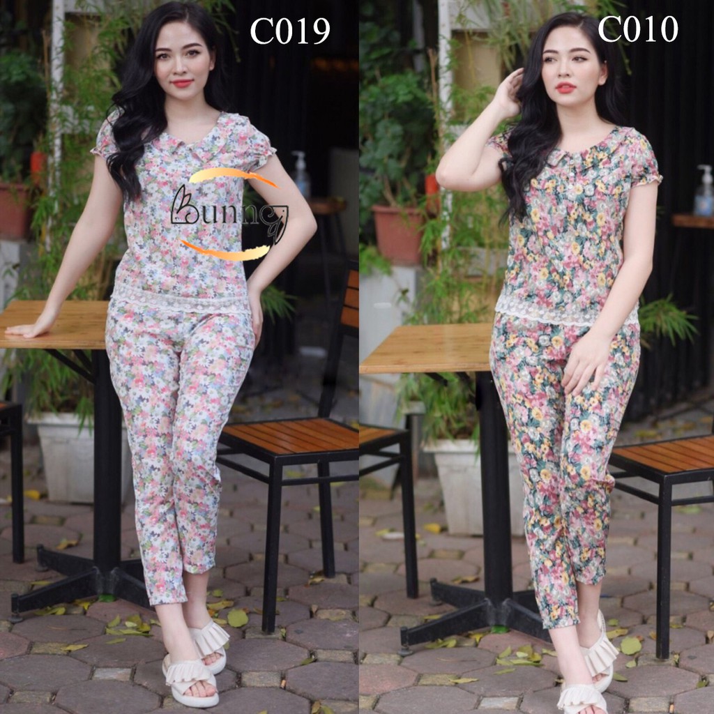 [BunnySky] Đồ bộ mặc nhà, đồ bộ nữ kiểu dáng đẹp, họa tiết xinh mặc lên thì lung linh luôn