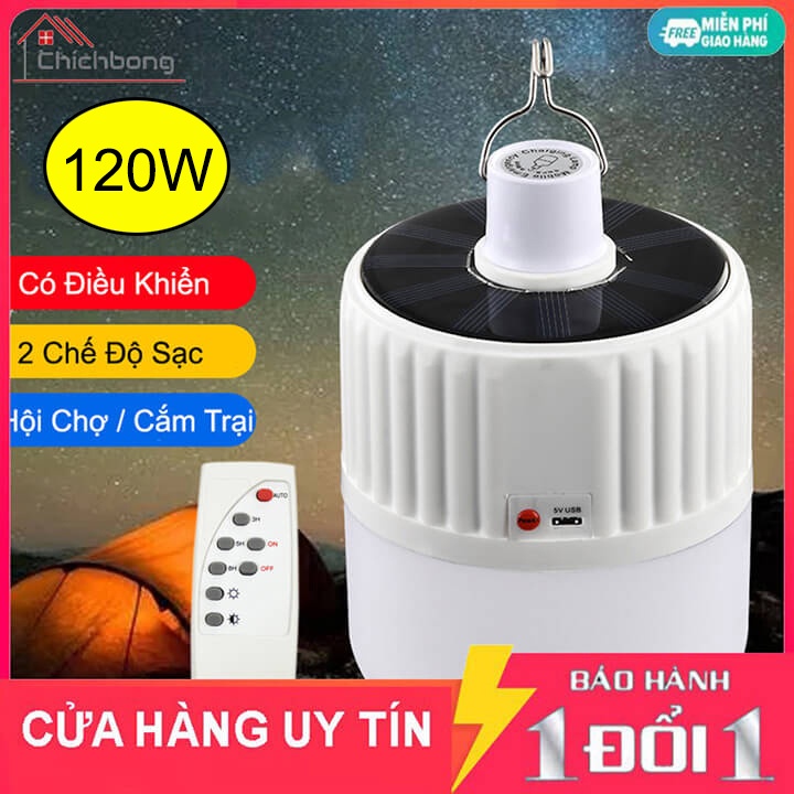 Bóng đèn Led tích điện năng lượng mặt trời 120W có sạc có điều khiển từ xa