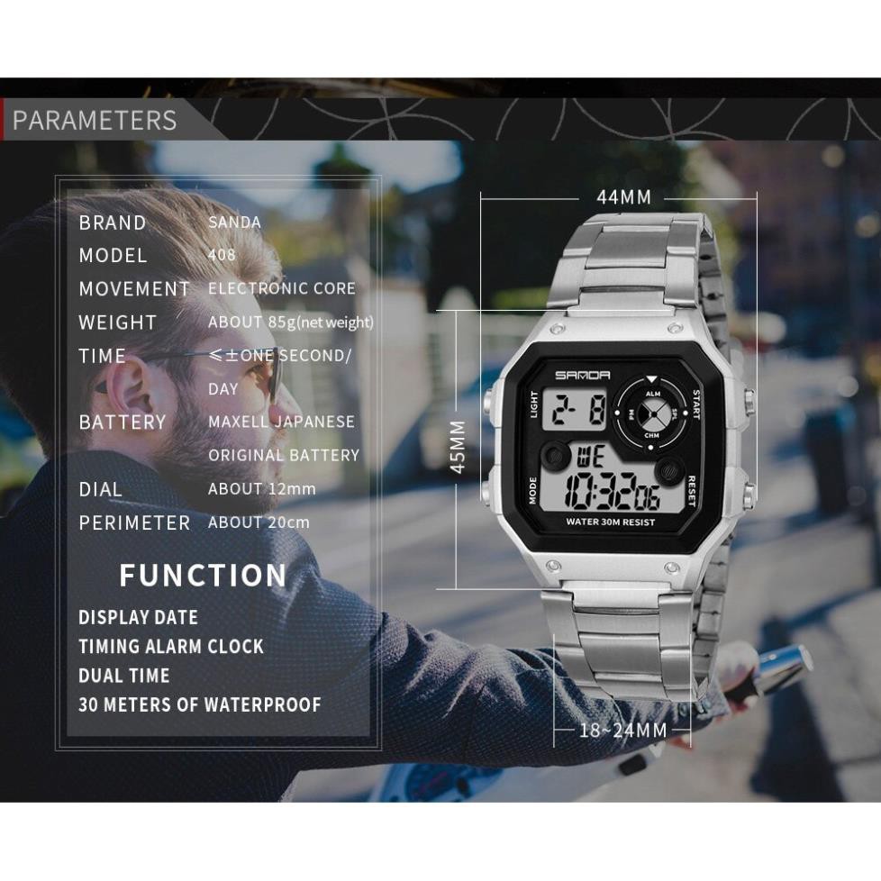 Đồng hồ Nam SANDA JAPAN DECLAN Dây Kim Loại - Siêu chống nước - Chuẩn bền Quân Đội [HÀNG XỊN]