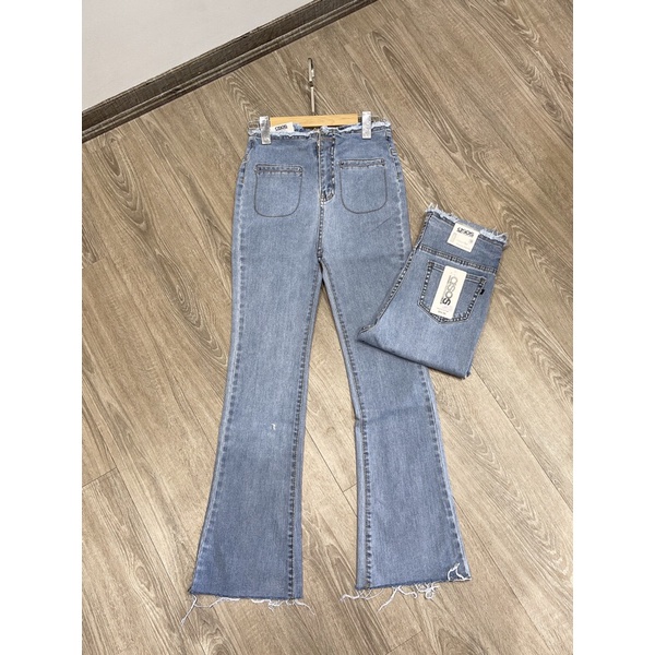 Quần jean bò nữ ống loe lưng cao,chất bò nữ ống rộng co dãn tốt,jeans mềm,jean dày dặn,bo cạp cao