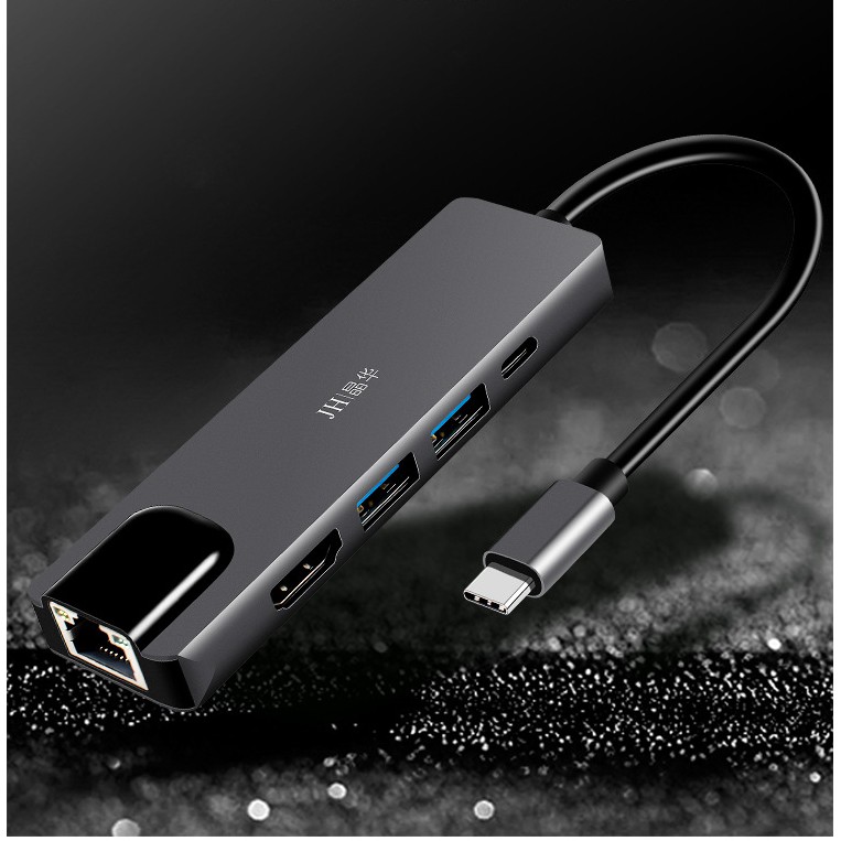 [Mã 152ELSALE hoàn 7% đơn 300K] Usb Type-c ra 5 cổng HDMI 4K, USB 3.0 và Ethernet RJ45 - Jinghua Z325