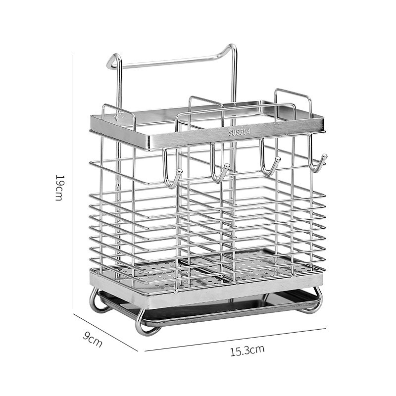 Ống Đựng Đũa INOX SUS304, Giá inox treo đồ phòng bếp dán tường gạch men không cần khoan - OD304