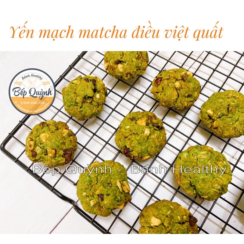 Bánh yến mạch matcha điều cranberry - ăn kiêng / healthy