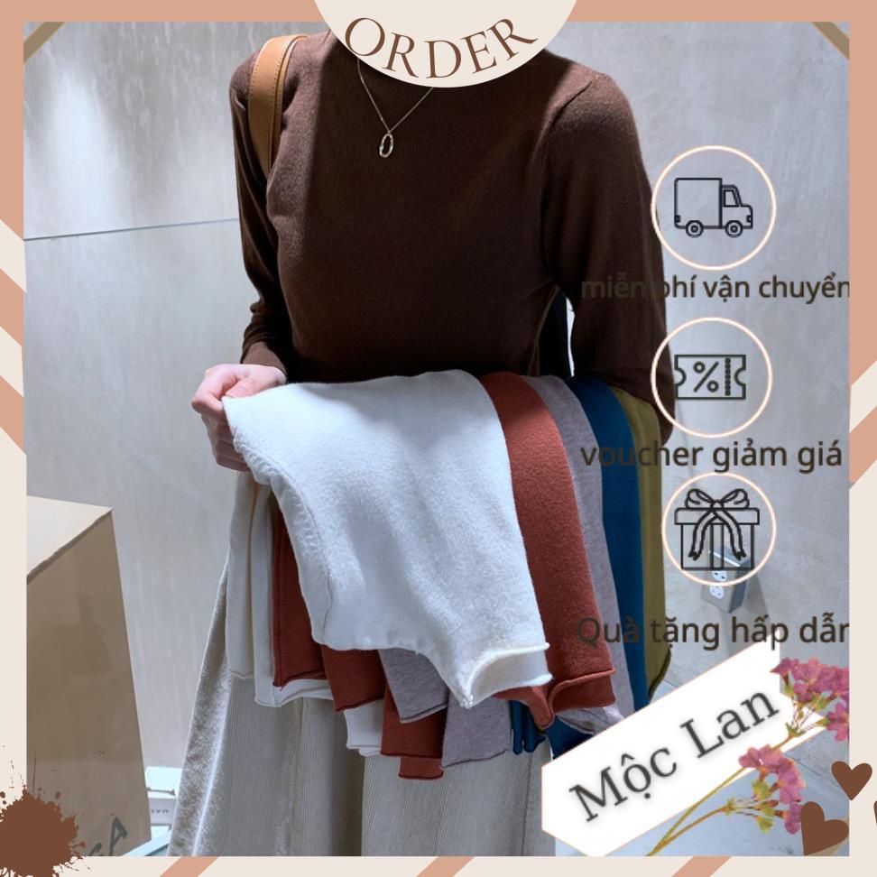(MộcLan ORDER)  Áo len mỏng mềm mịn cổ đứng màu sắc nhẹ nhàng vintage Hàn Quốc | BigBuy360 - bigbuy360.vn