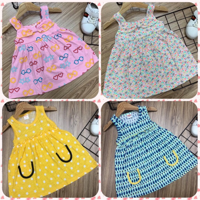Váy cotton sài gòn 4 chiều cộc tay/ba lỗ/ hai dây 8-22 kg ( ib chọn màu)