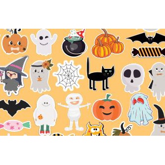 Combo 60 Stickers Tự Cắt Dán Trang Trí Halloween, Phụ Kiện Trang Trí Sổ Tay