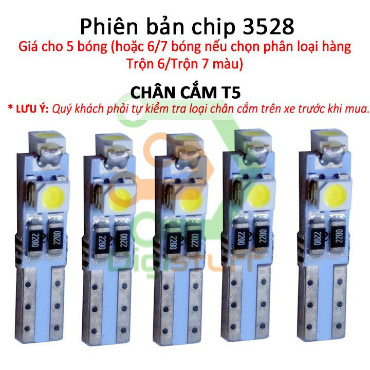 Đèn LED T5 gắn mặt đồng hồ xe máy xe hơi đèn LED gắn cốp xe gắn taplo chân T5 95