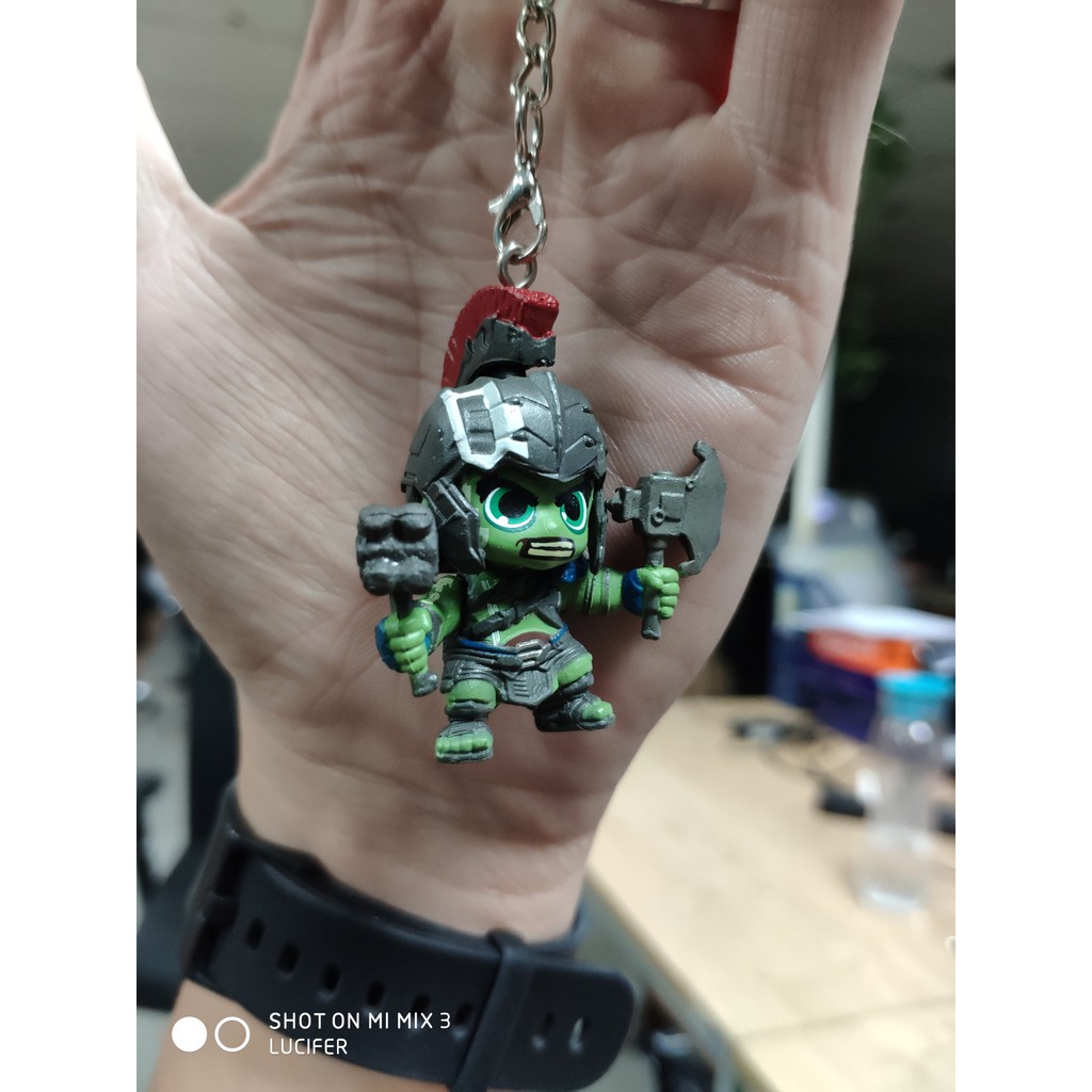 Mô hình, móc khóa Avenger Hulk chibi cổ lò xo