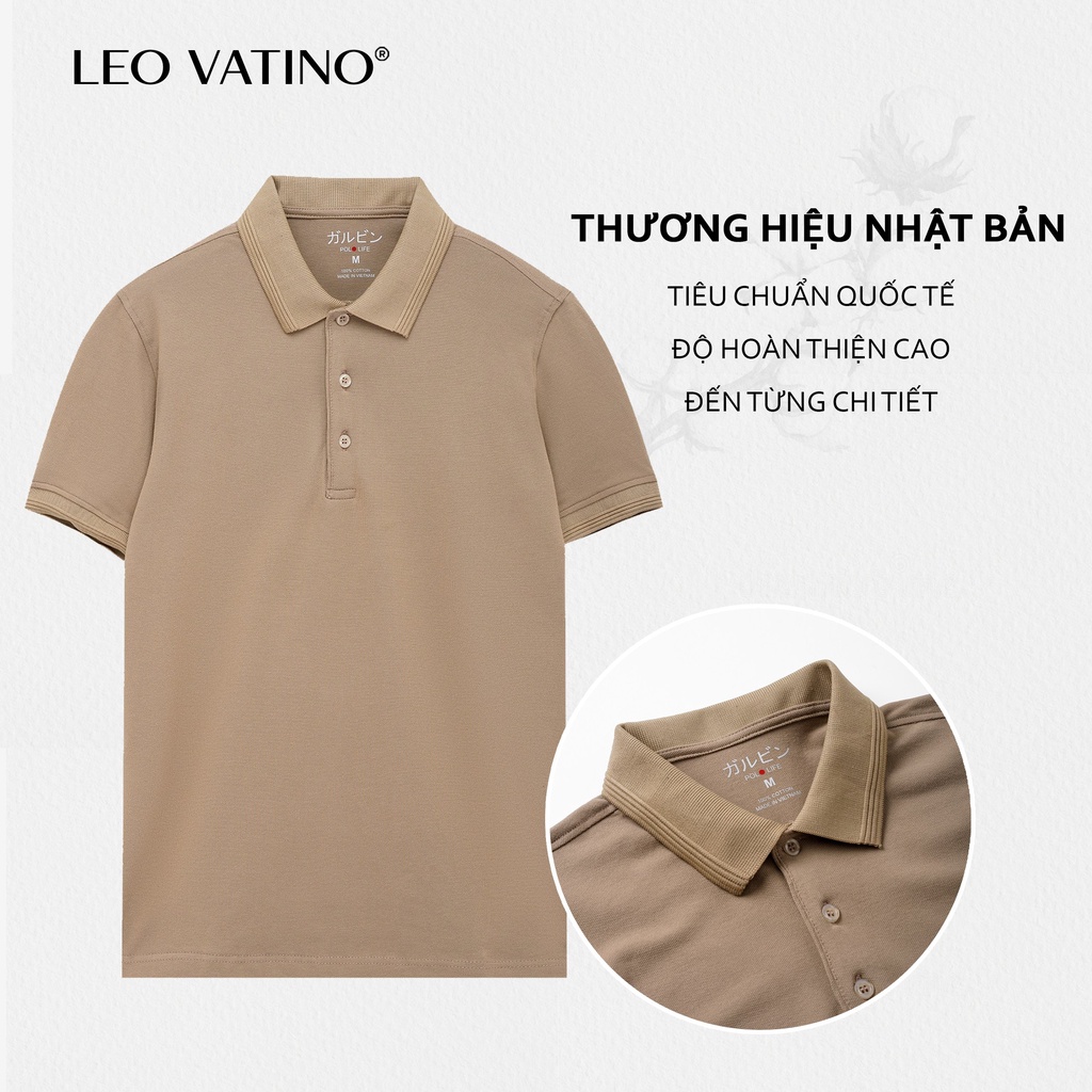 Áo polo nam Supima Cotton 100% Leo Vatino Phân phối độc quyền phối cổ áo thun nam tay ngắn cổ bẻ - Galvin