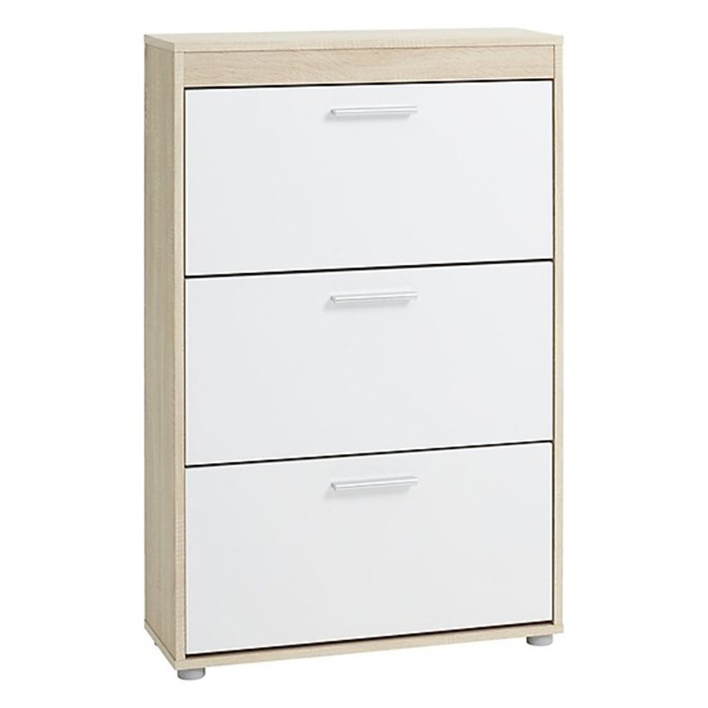 Tủ giầy | JYSK Birkelse | 3 ngăn gỗ công nghiệp màu sồi/trắng | 71x113x25cm