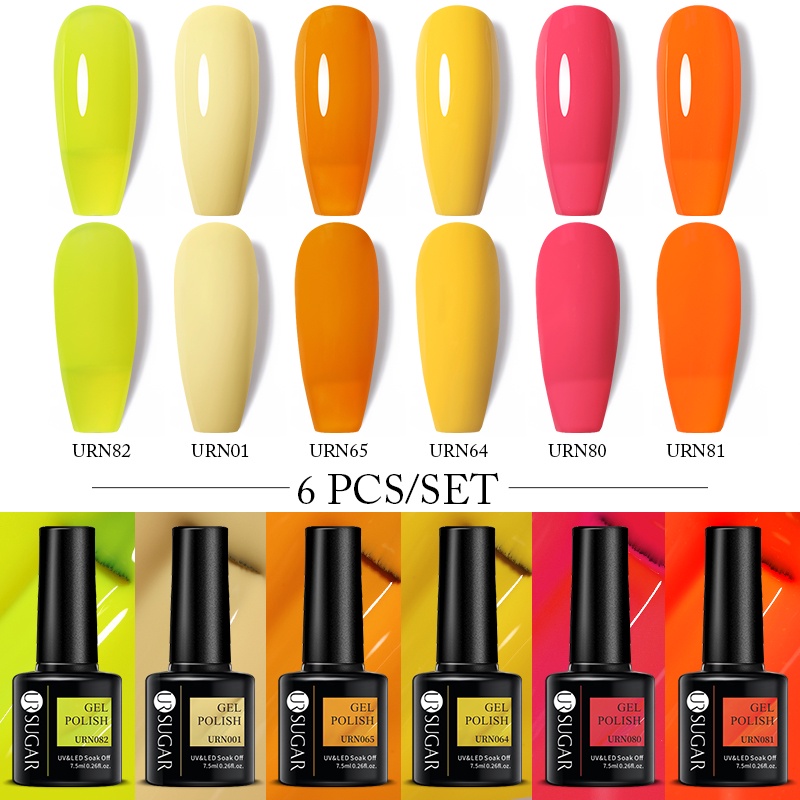 Set 6 chai gel sơn móng UR SUGAR màu sắc thời trang phong cách mùa thu