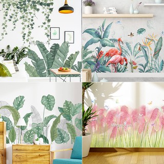 Decal lá rừng nhiệt đới, decal lá nhiệt đới, decal dán tường xanh lá cây [D17-1018]