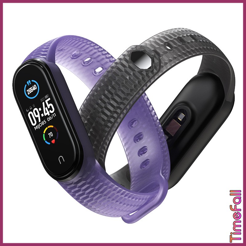 Dây đeo mi band 6, mi band 5 vân sần nút kim loại trong suốt, dây đeo thay thế miband 5, miband 6 vân sần MIJOBS