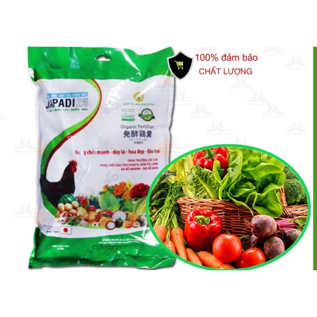 Phân Gà Hữu Cơ Nhật Bản ( Viên Nở ) JAPADI 25 Gói 1kg Giúp Cây Bung Chồi Mạnh - Dày Lá - Hoa Đẹp - Đậu Trái, Bón Rau