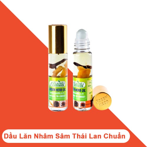 Dầu Lăn Nhân Sâm GREEN HERB OIL 8cc - Thái Lan