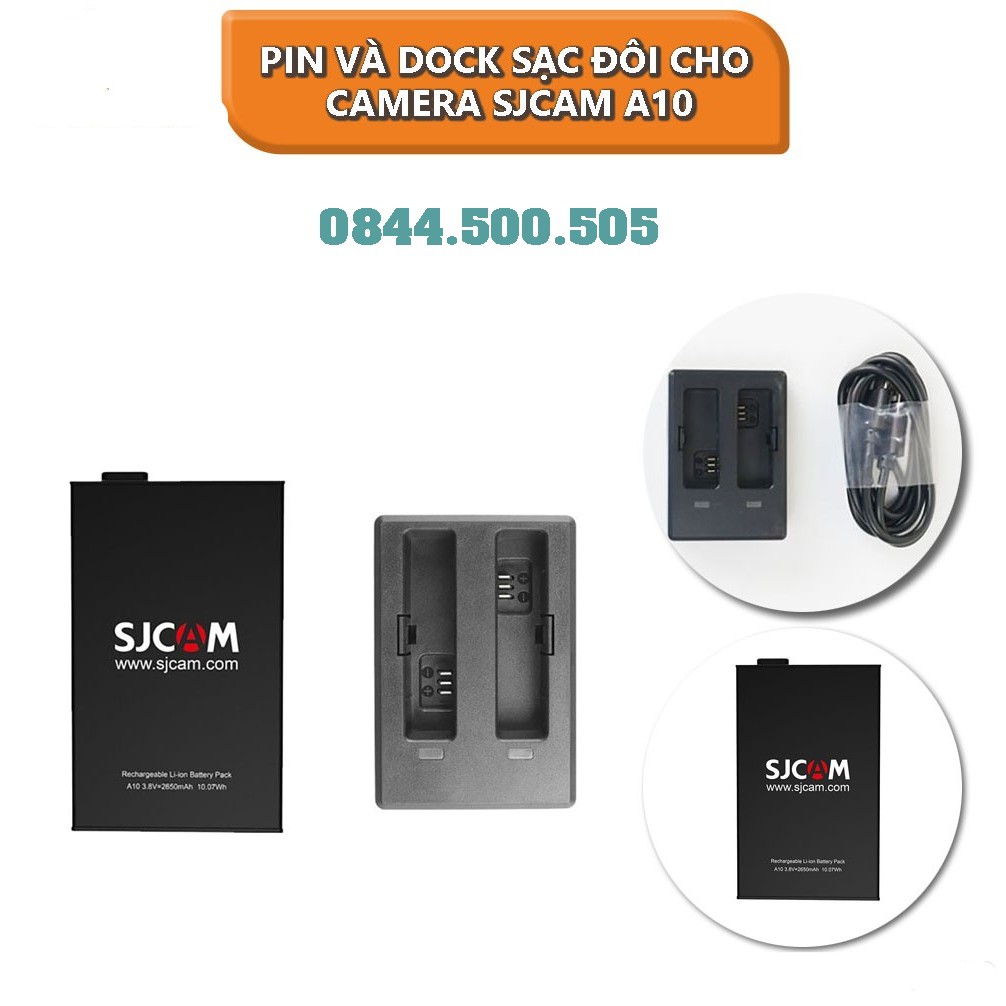 Pin Camera Sjcam A10 Và Dock Sạc Đôi