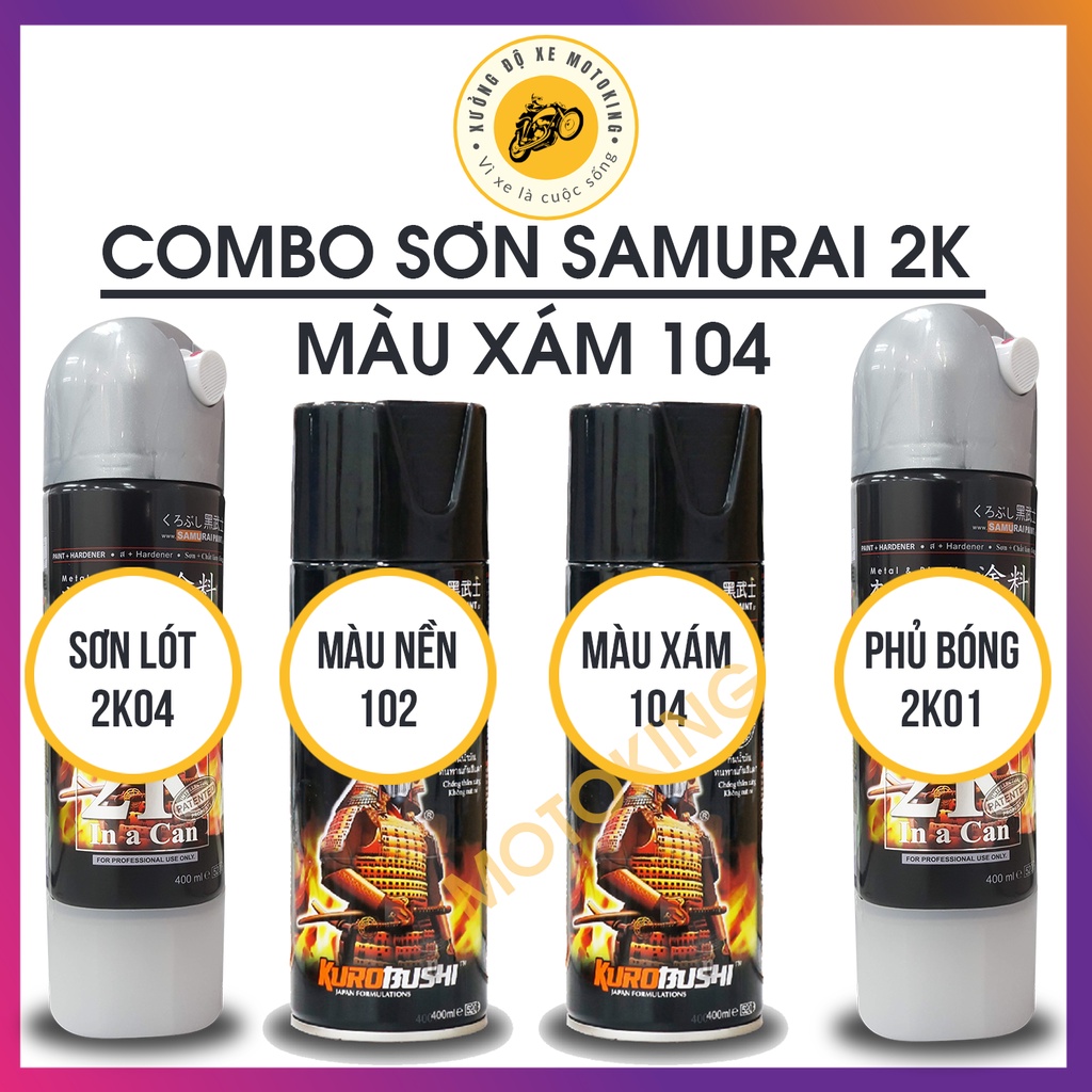 Combo sơn Samurai màu xám 104 loại 2K chuẩn quy trình độ bền màu 5 năm - 2K04 - 102 - 104 - 2K01